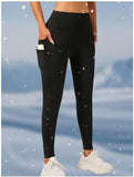 Slim Fit Tights with Side Pockets for Women - Soft Comfy Elastic Gym Yoga Running Trousers - Free Size